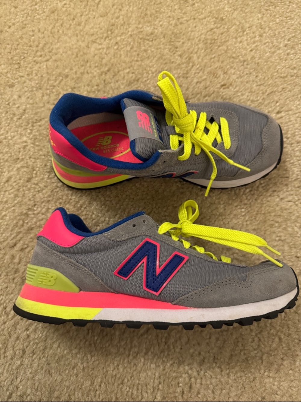 New Balance Gray & Neon Pink Athletic Sneakers